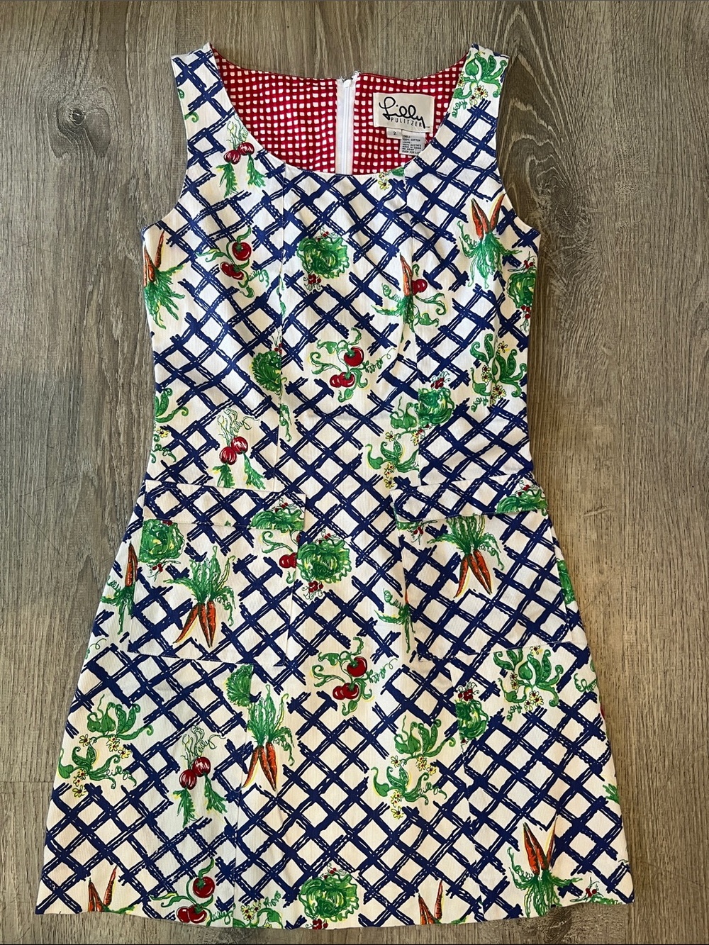 LILLY PULITZER WHITE LABEL RARE VINTAGE GARDEN LATTICE VEGETABLE DRESS size 2